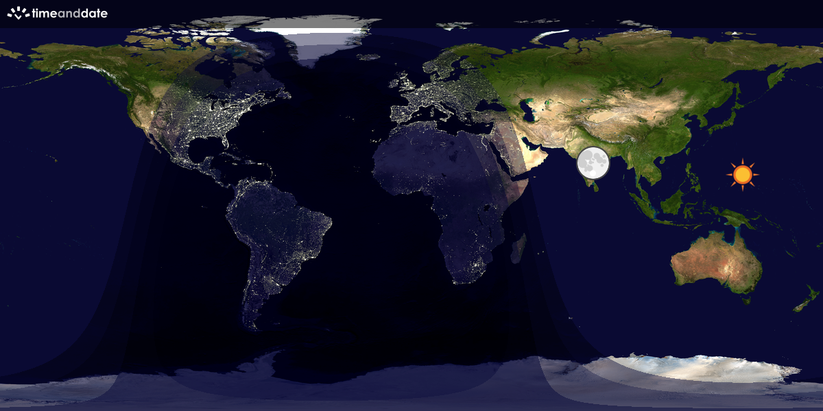 Verdenskart som viser dag og natt 