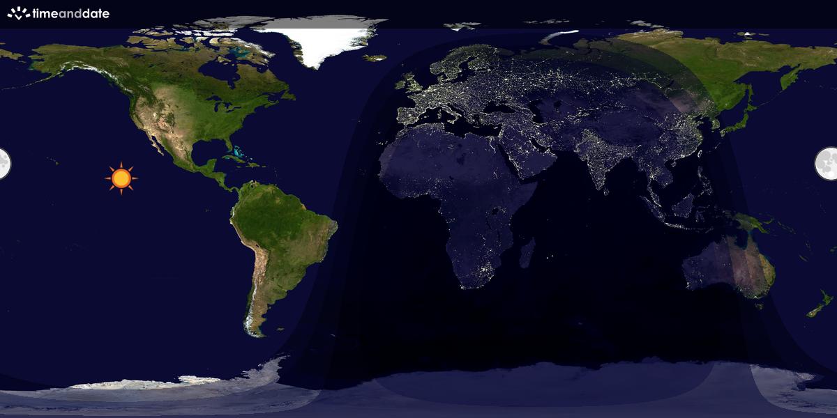 Verdenskart som viser dag og natt 