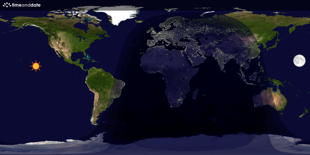 Verdenskart som viser dag og natt 