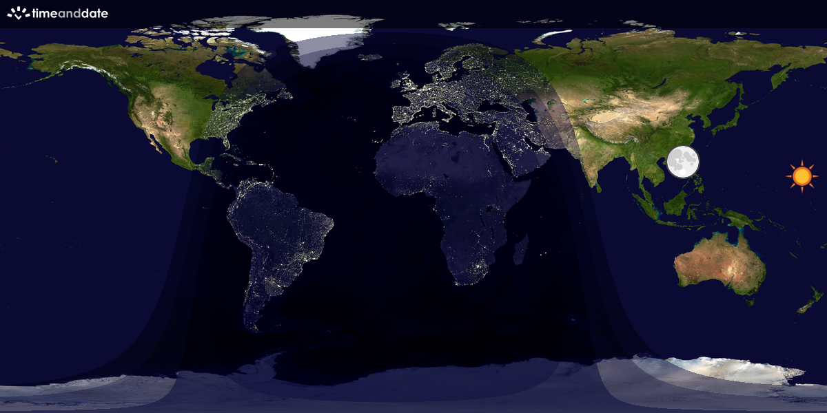 Verdenskart som viser dag og natt 