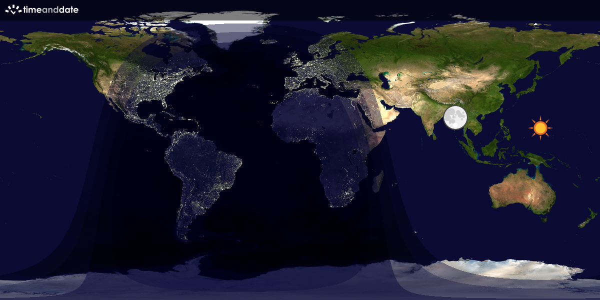 Verdenskart som viser dag og natt 