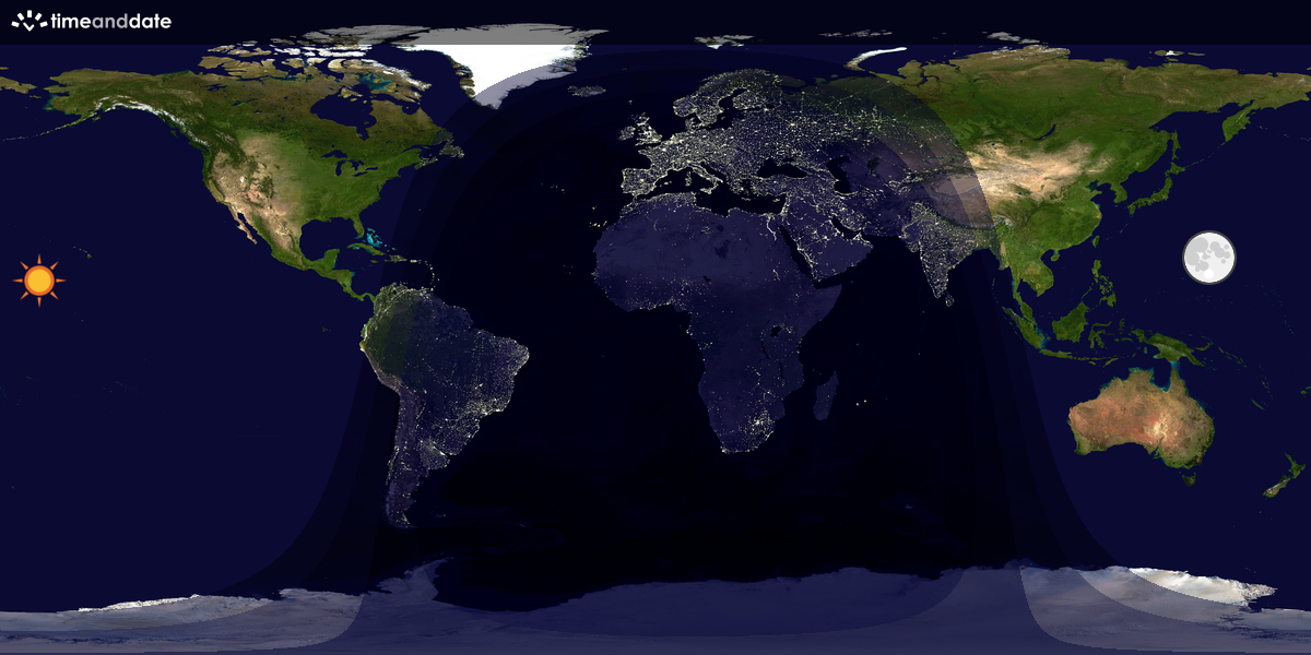 Verdenskart som viser dag og natt 