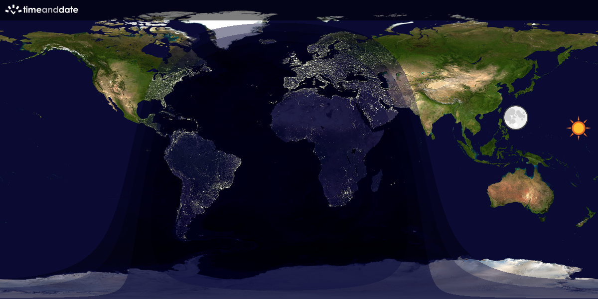 Verdenskart som viser dag og natt 