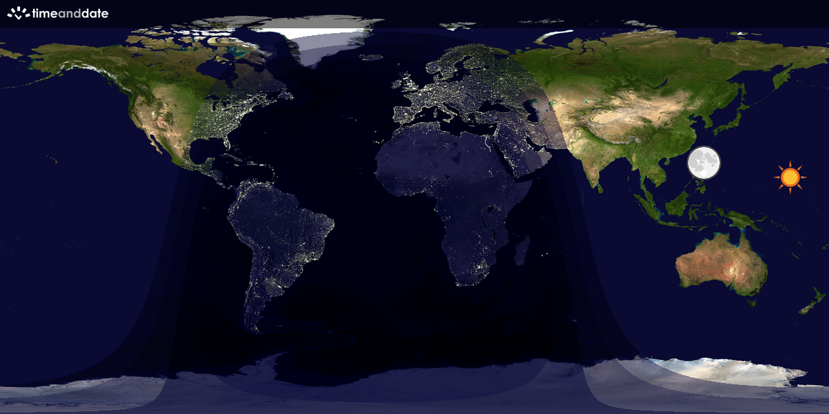 Verdenskart som viser dag og natt 