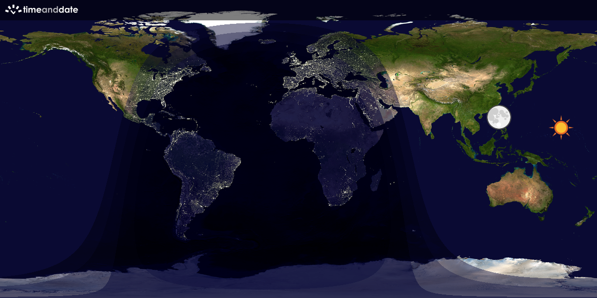 Verdenskart som viser dag og natt 