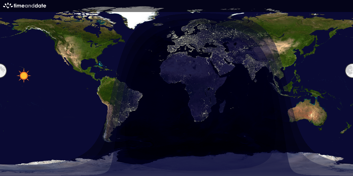 Verdenskart som viser dag og natt 