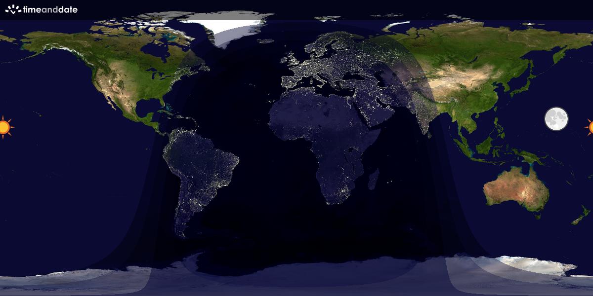 Verdenskart som viser dag og natt 