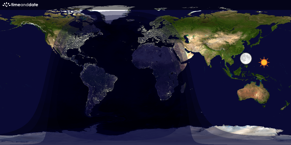Verdenskart som viser dag og natt 