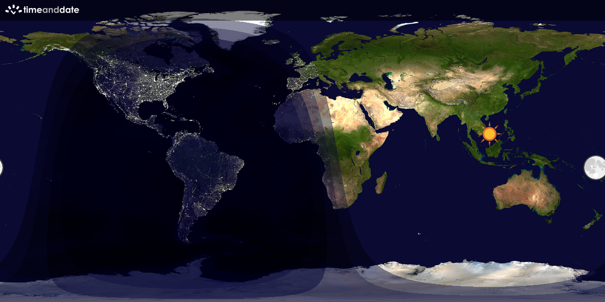 Verdenskart som viser dag og natt 