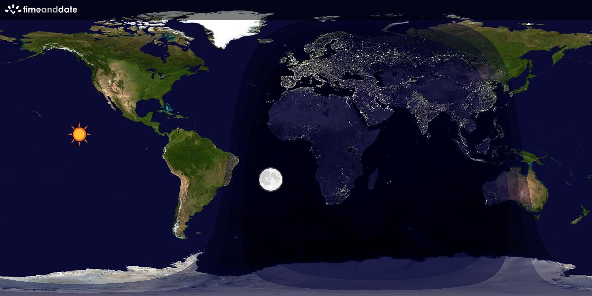 Verdenskart som viser dag og natt 