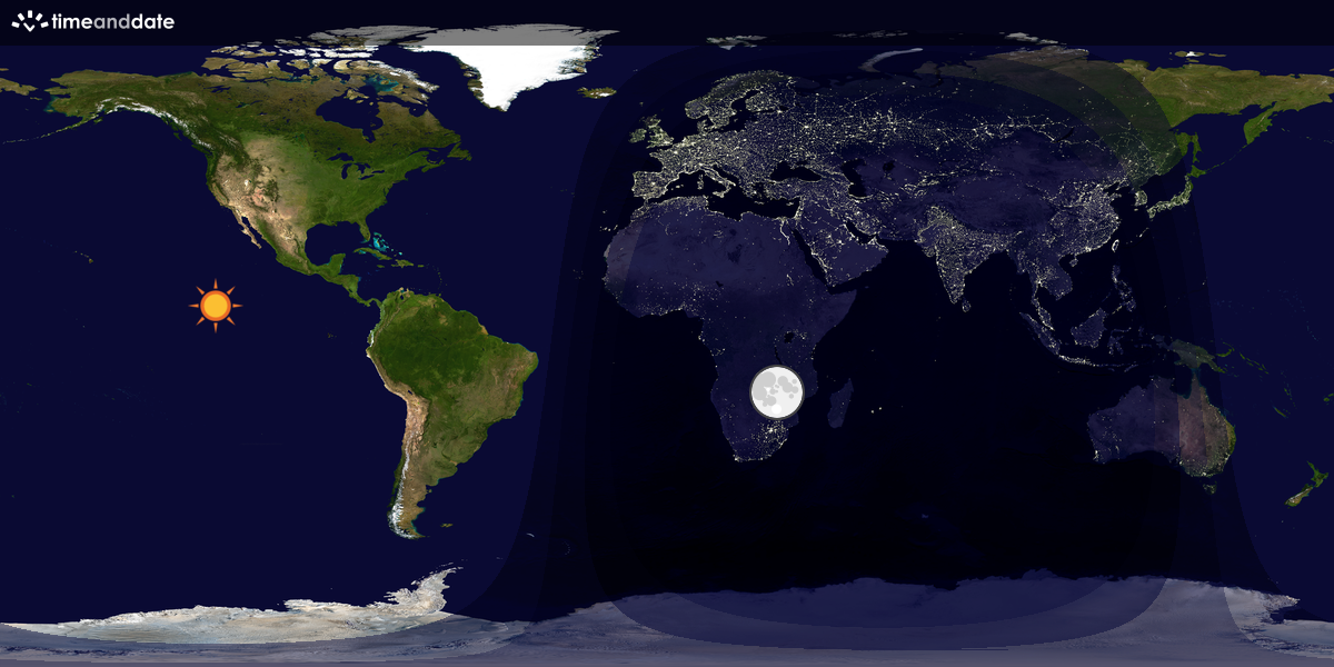 Verdenskart som viser dag og natt 