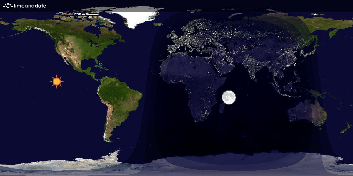 Verdenskart som viser dag og natt 