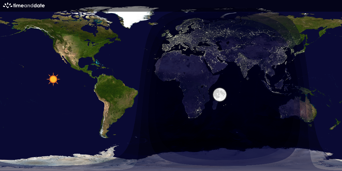 Verdenskart som viser dag og natt 