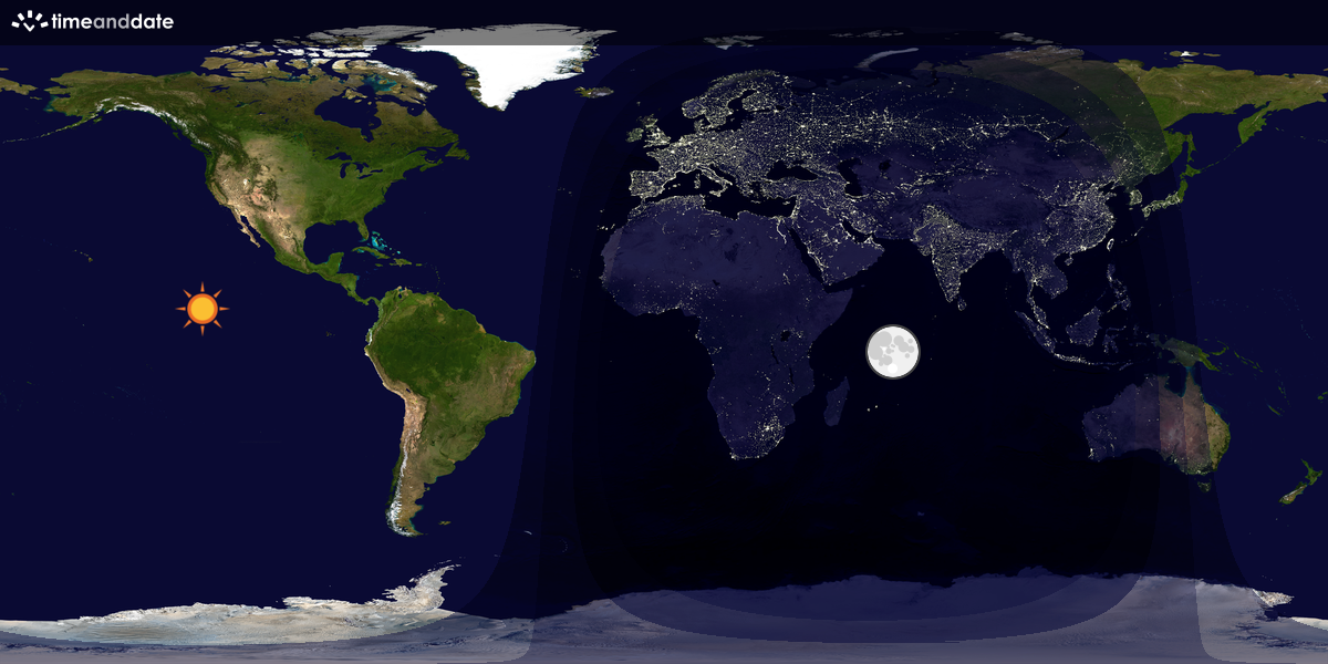 Verdenskart som viser dag og natt 