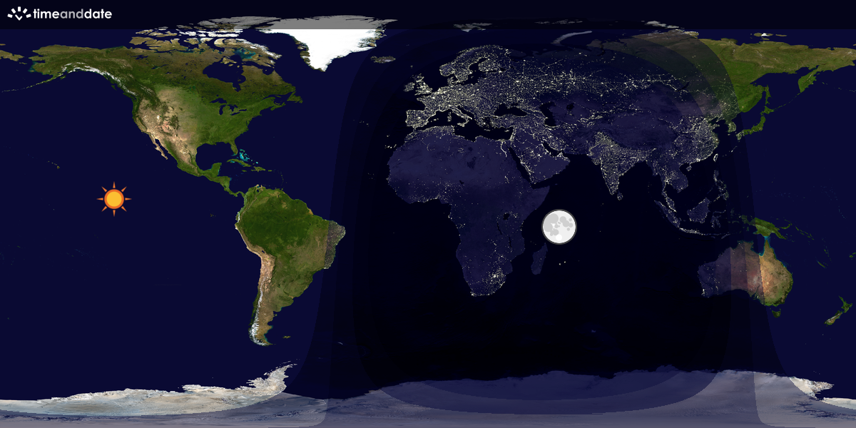 Verdenskart som viser dag og natt 