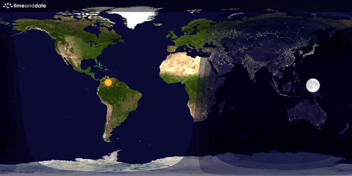 Verdenskart som viser dag og natt 