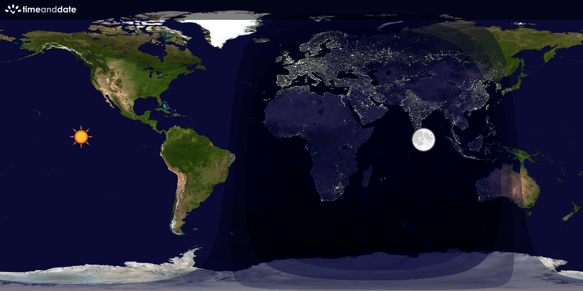 Verdenskart som viser dag og natt 