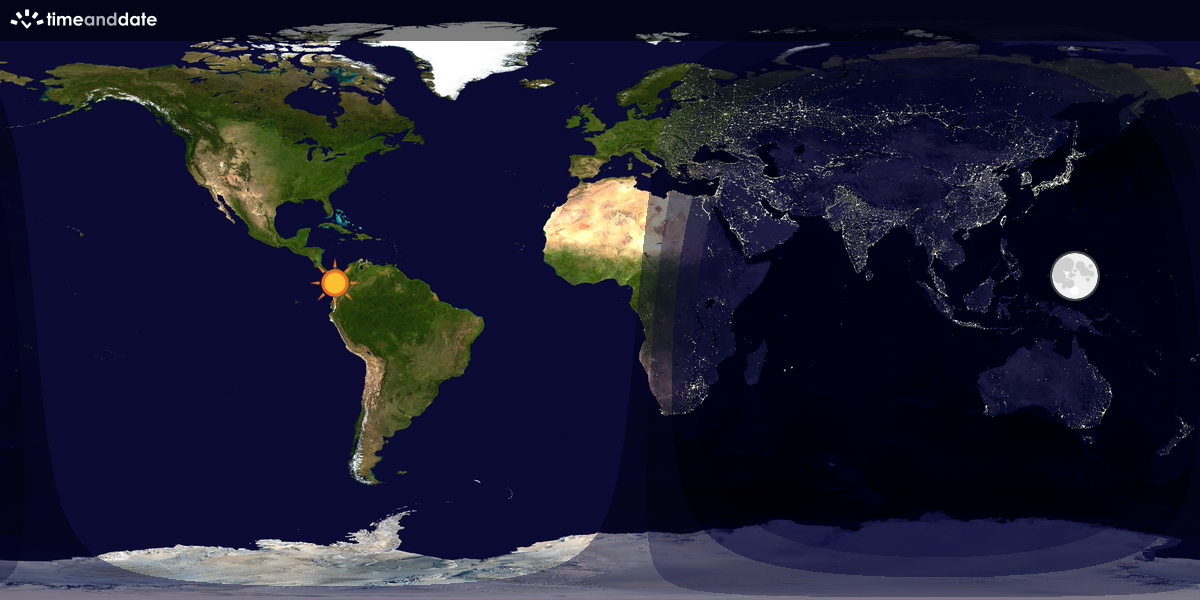 Verdenskart som viser dag og natt 