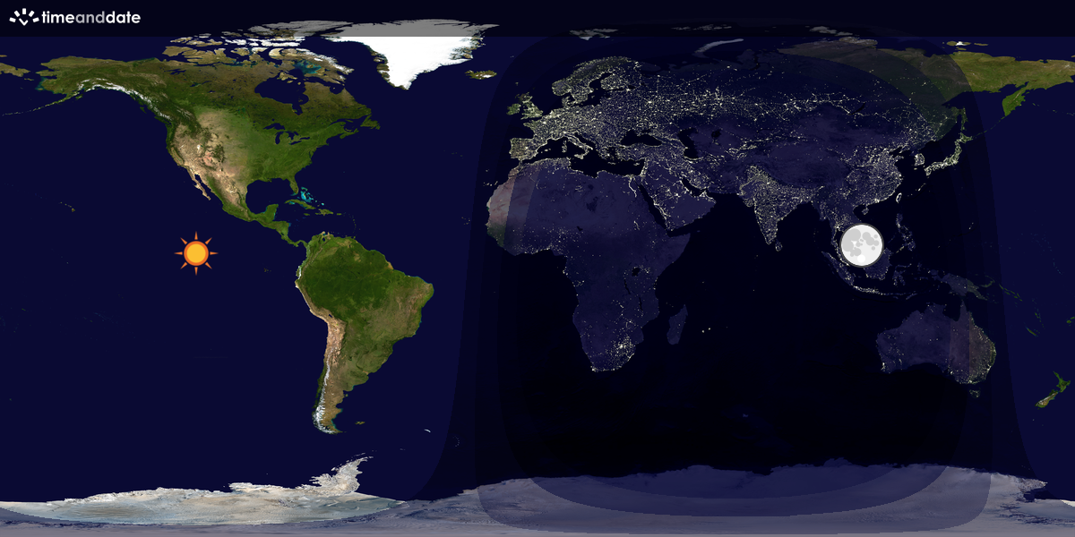 Verdenskart som viser dag og natt 