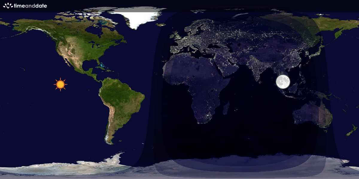 Verdenskart som viser dag og natt 