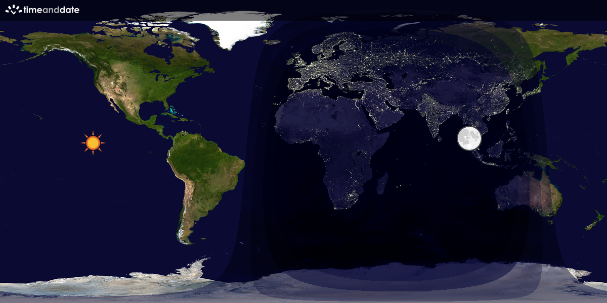 Verdenskart som viser dag og natt 