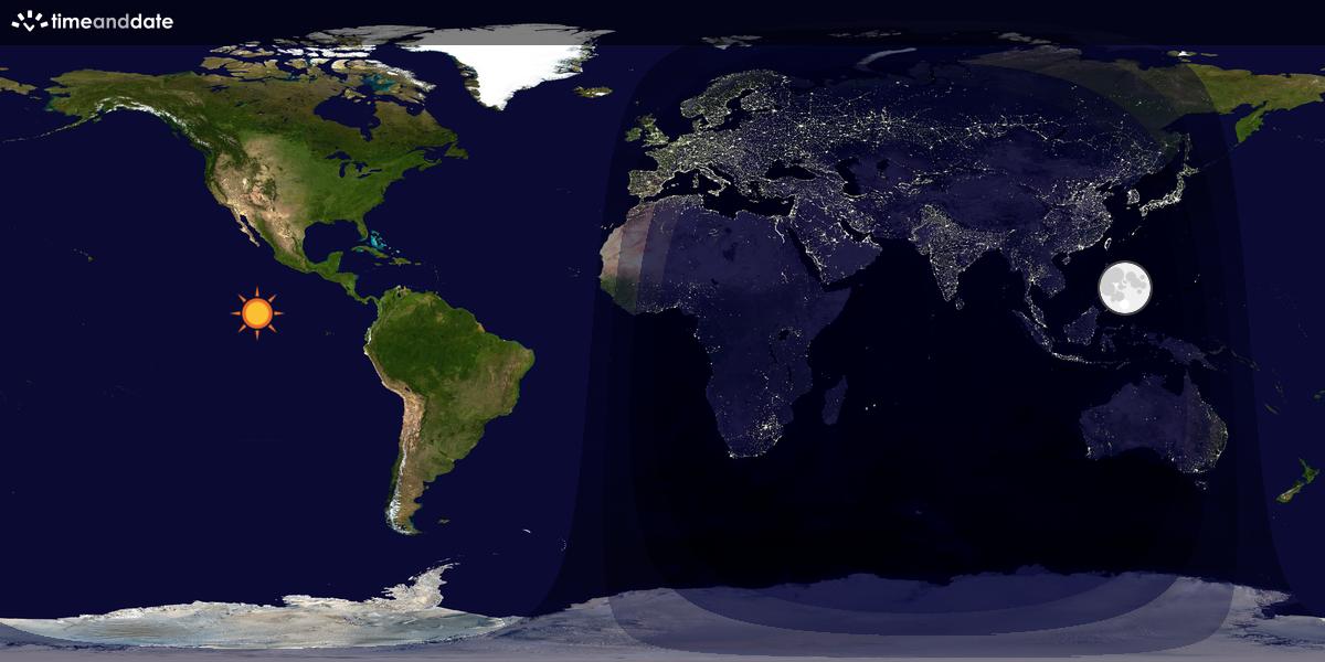 Verdenskart som viser dag og natt 