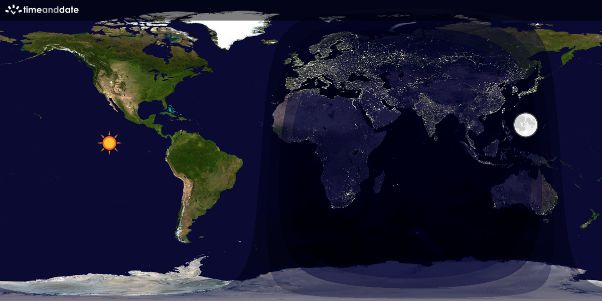 Verdenskart som viser dag og natt 