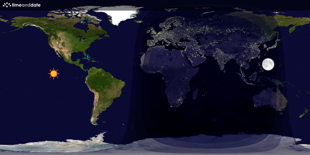 Verdenskart som viser dag og natt 