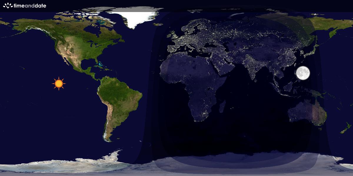 Verdenskart som viser dag og natt 