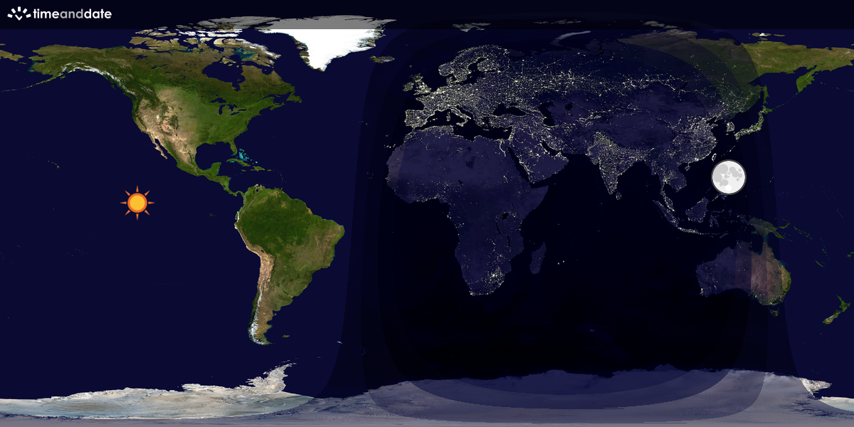 Verdenskart som viser dag og natt 