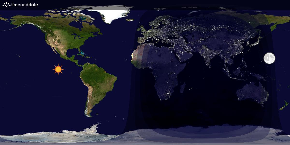 Verdenskart som viser dag og natt 