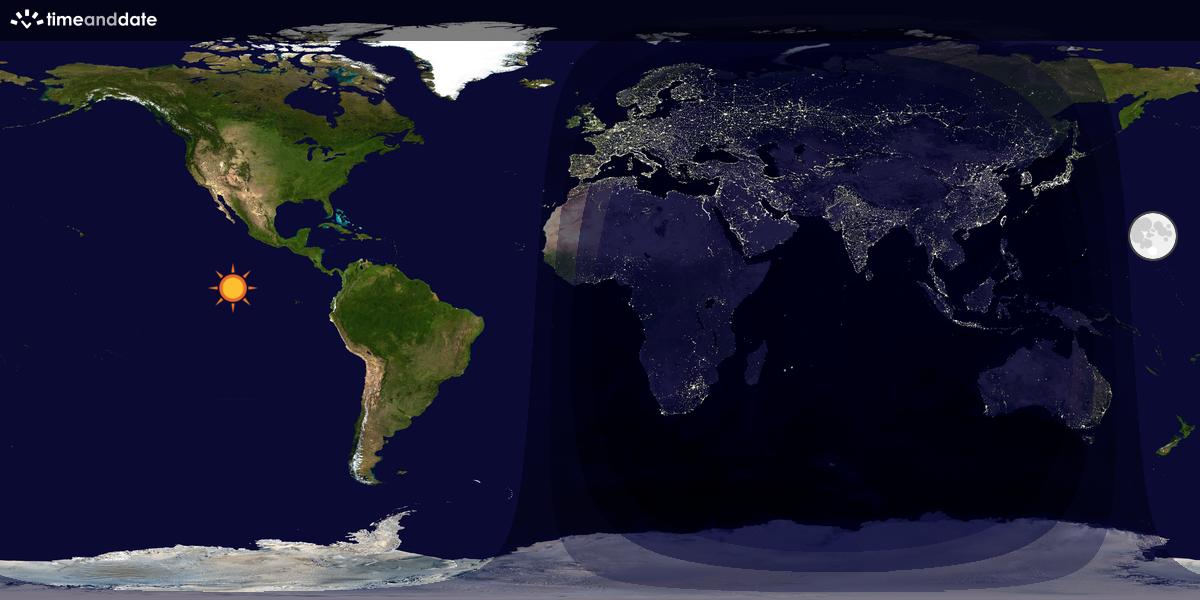 Verdenskart som viser dag og natt 
