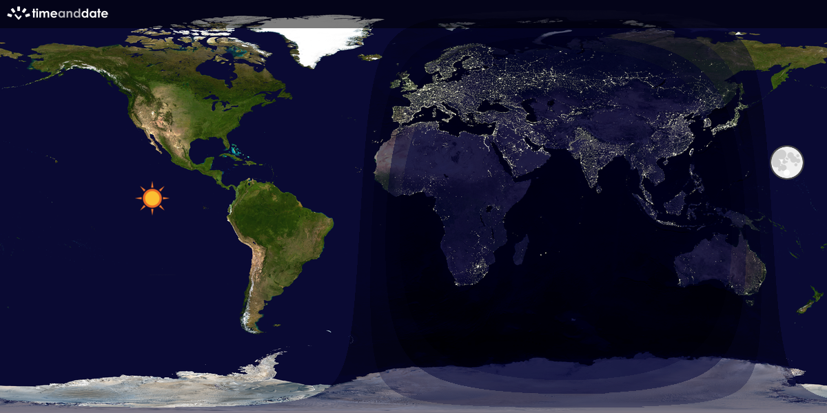 Verdenskart som viser dag og natt 