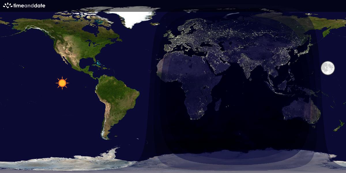 Verdenskart som viser dag og natt 