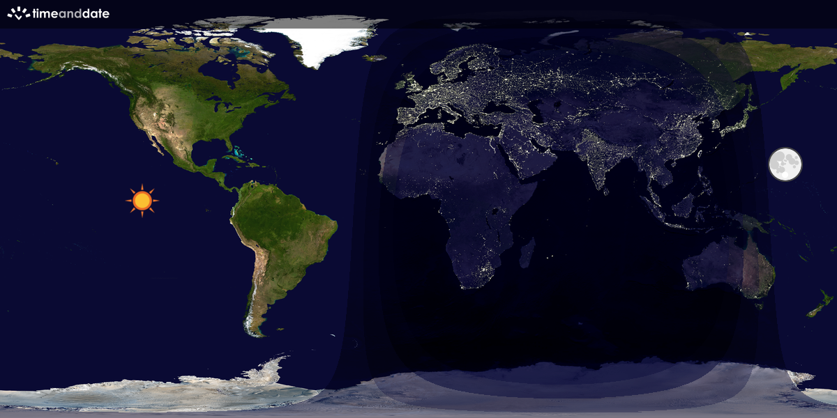 Verdenskart som viser dag og natt 