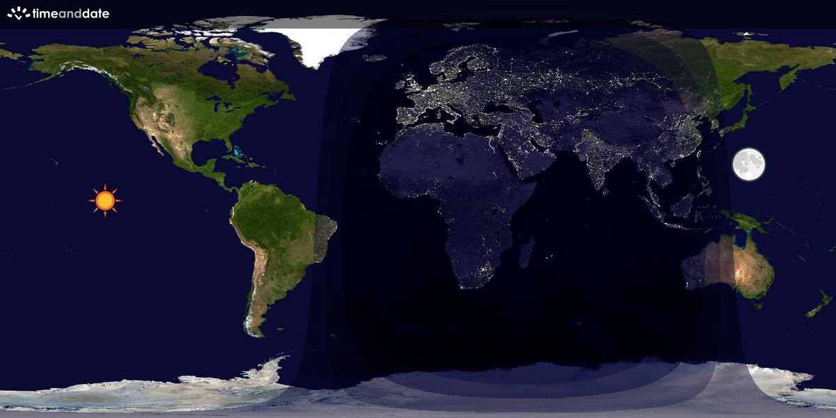 Verdenskart som viser dag og natt 