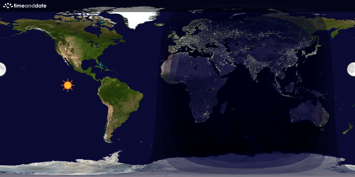 Verdenskart som viser dag og natt 