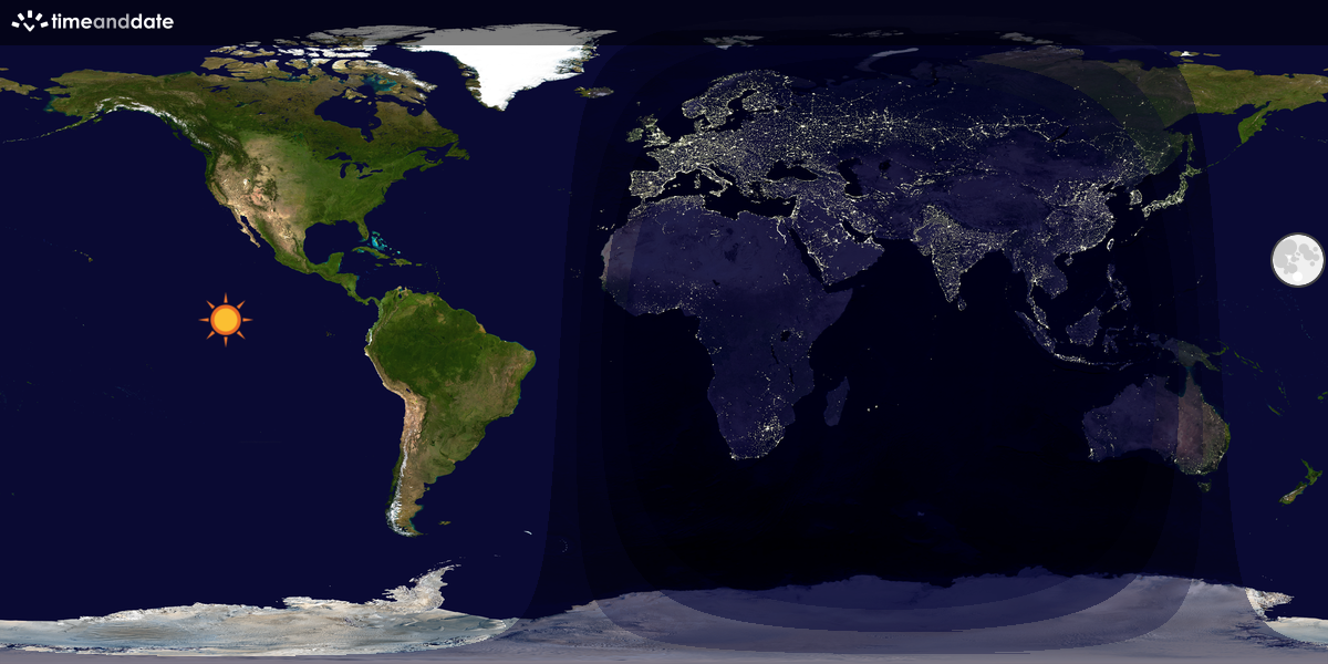 Verdenskart som viser dag og natt 