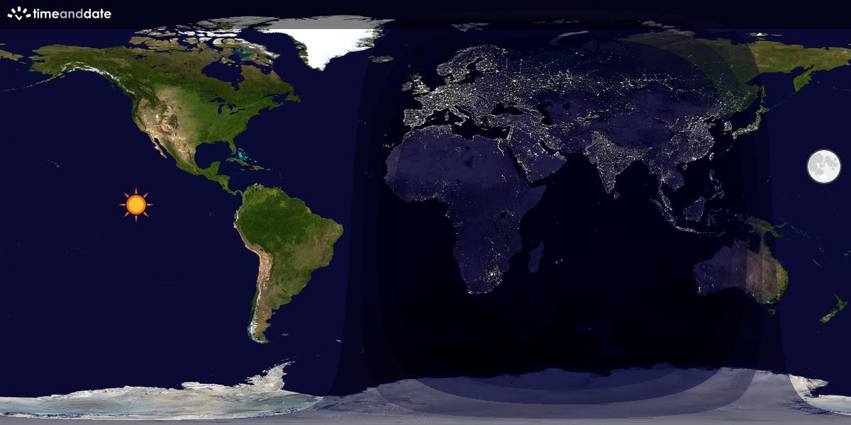 Verdenskart som viser dag og natt 