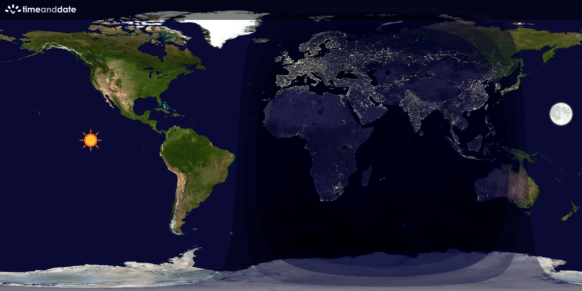 Verdenskart som viser dag og natt 