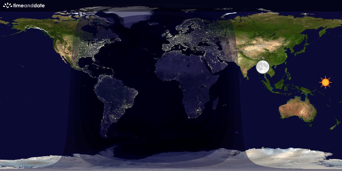 Verdenskart som viser dag og natt 