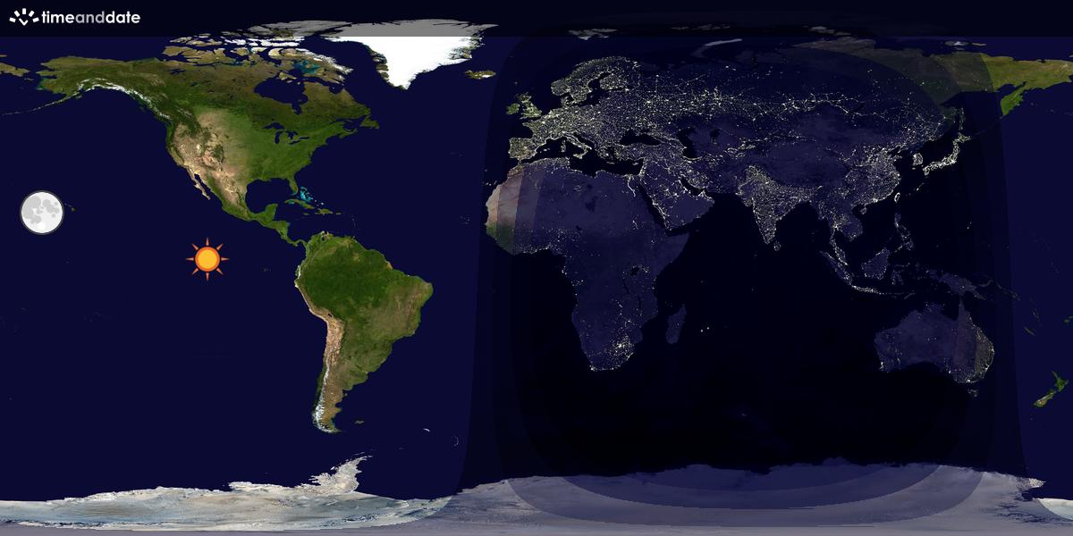 Verdenskart som viser dag og natt 