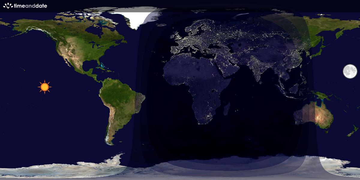 Verdenskart som viser dag og natt 