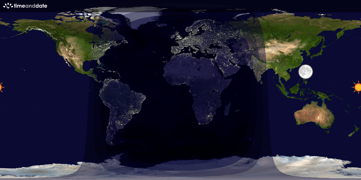 Verdenskart som viser dag og natt 