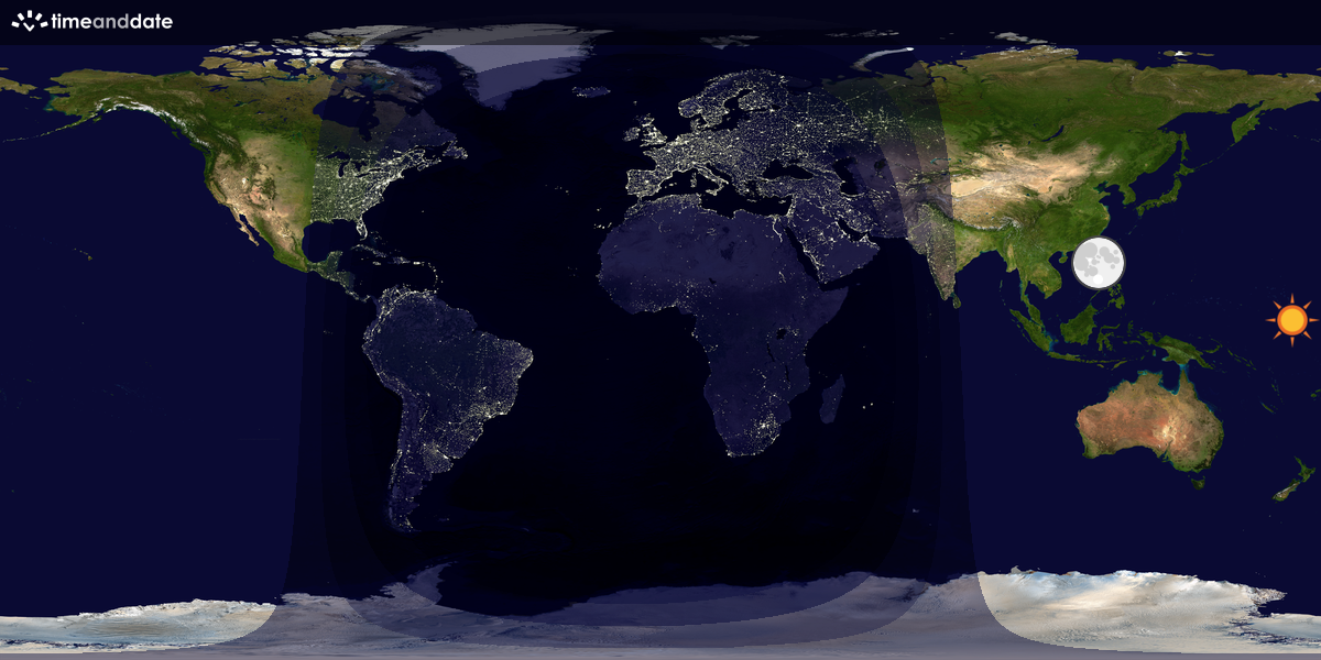 Verdenskart som viser dag og natt 