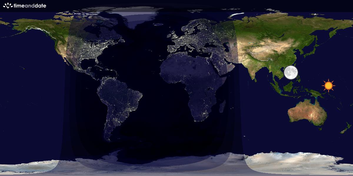 Verdenskart som viser dag og natt 