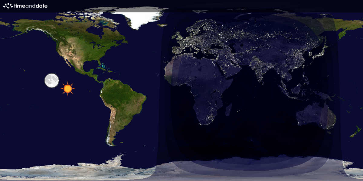 Verdenskart som viser dag og natt 