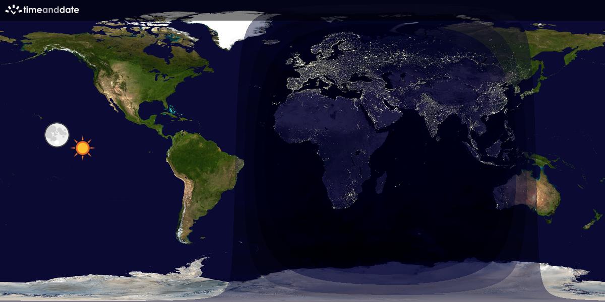 Verdenskart som viser dag og natt 