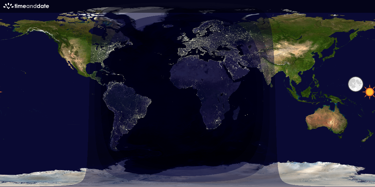 Verdenskart som viser dag og natt 