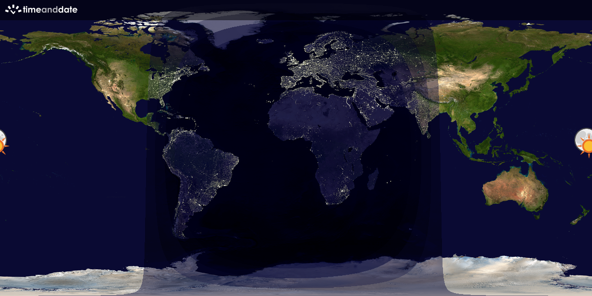Verdenskart som viser dag og natt 